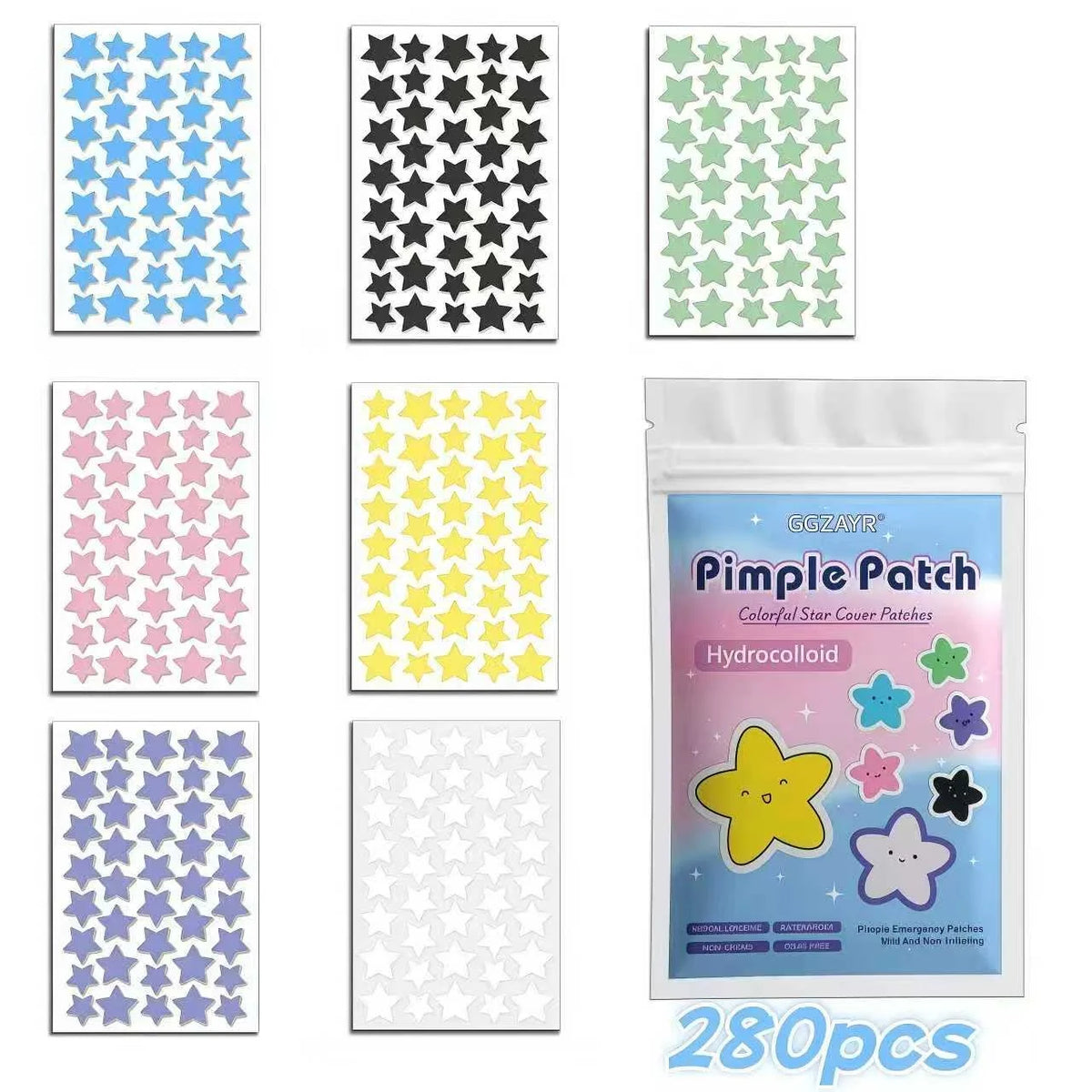 Seven-Color Star Hydrocolloid Pimple Patches