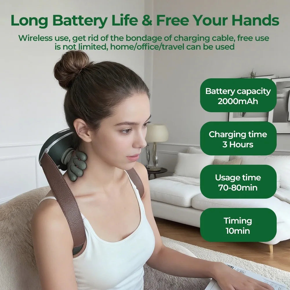 4D Kneading Neck & Shoulder Massager Shawl - Wireless Bionic Finger Massage