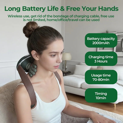 4D Kneading Neck & Shoulder Massager Shawl - Wireless Bionic Finger Massage