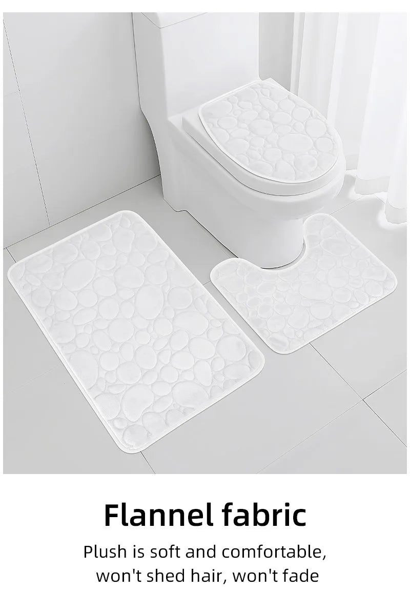 Microfiber Bathroom Mat Set — Non-Slip, Water-Absorbent (3 Pcs)
