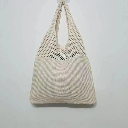 Crochet Tote Bag - Handwoven Hollow Knit Handbag for Women