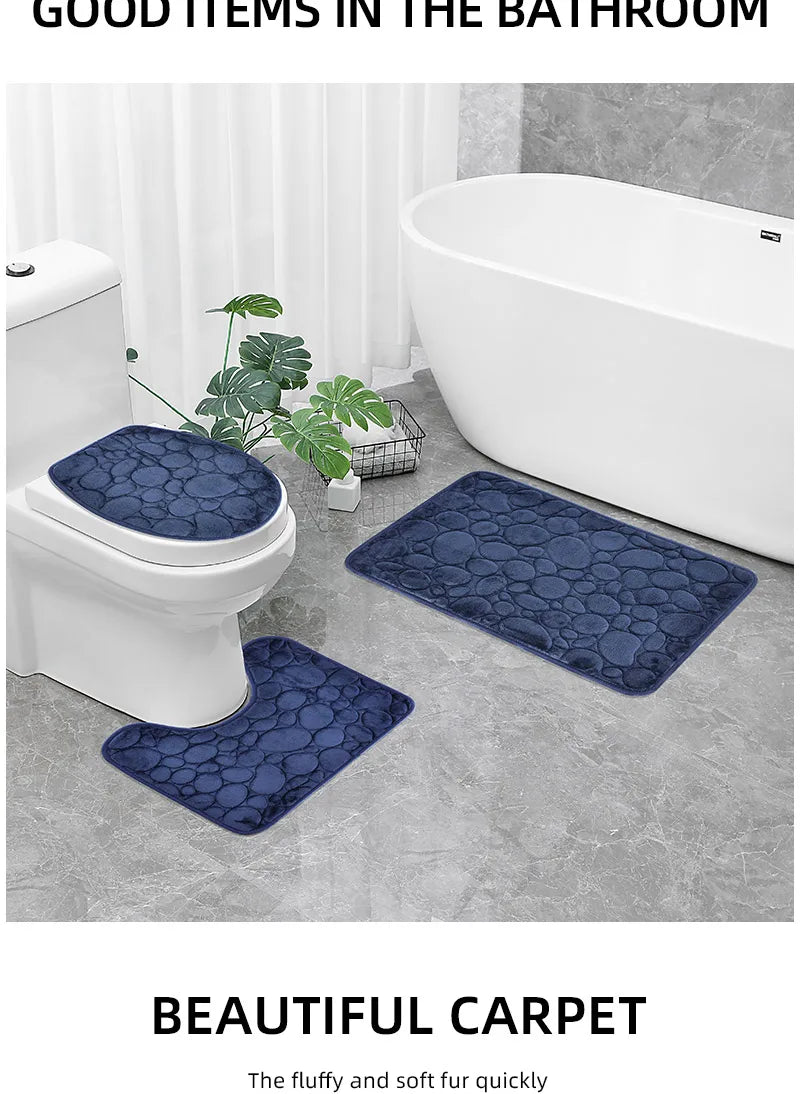Microfiber Bathroom Mat Set — Non-Slip, Water-Absorbent (3 Pcs)