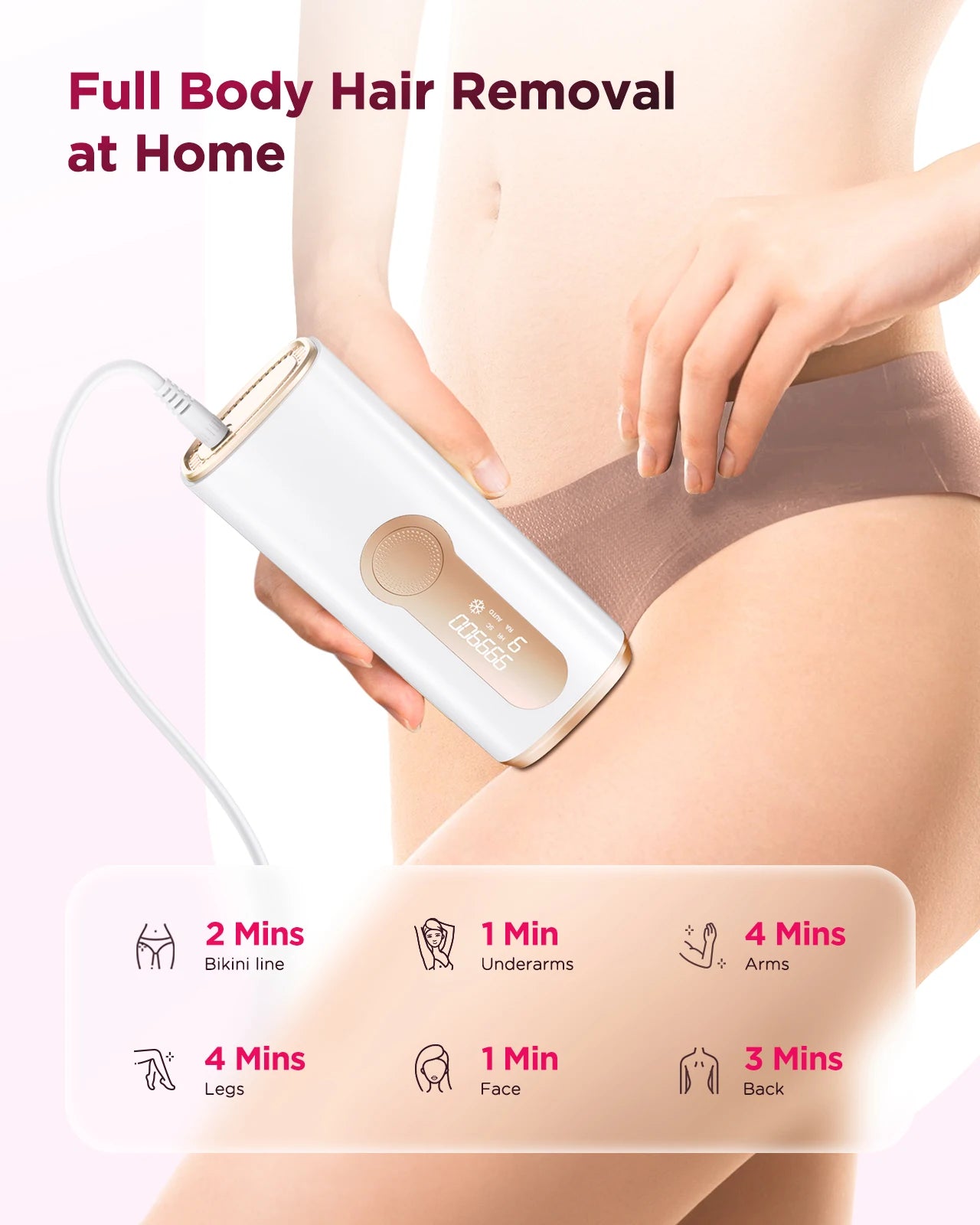 IPL Laser Hair Removal Device – 990,000 Flashes, Permanent Painless Hair Remover for Face, Body & Bikini
