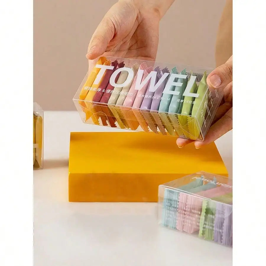 Disposable Compressed Washcloths - Thick Cotton Travel Towels for Face & Beauty Cleansing (14 Pack)