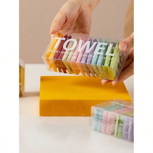 Disposable Compressed Washcloths - Thick Cotton Travel Towels for Face & Beauty Cleansing (14 Pack)