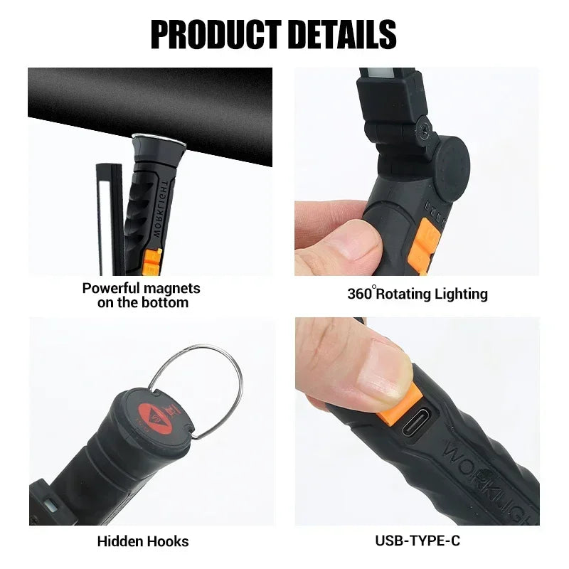 USB Rechargeable Magnetic LED Work Light