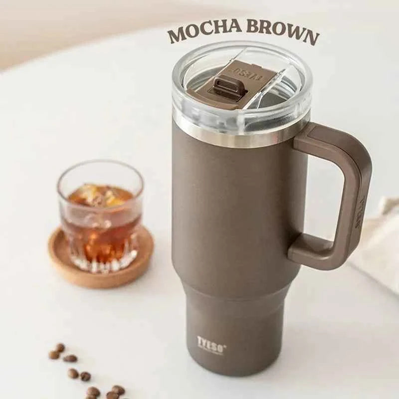 Vacuum Insulated Travel Mug with Straw & Handle for Ultimate Convenience - Flexivo