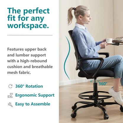 Ergonomic Mesh Office Chair, No Headrest, Adjustable Height & Armrests