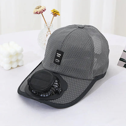 Solar Fan Cap — Breathable Outdoor Hat with USB & Solar Charging