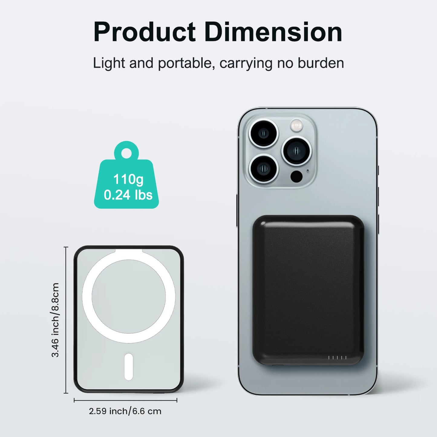 5000mAh Magnetic Wireless Power Bank - 20W Fast Charging Portable Charger for iPhone 16/15/14/13/12