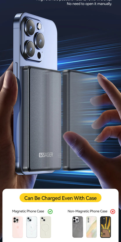 5000mAh Wireless Power Bank - Slim Design, 20W MagSafe Compatible Fast Charging - Flexivo