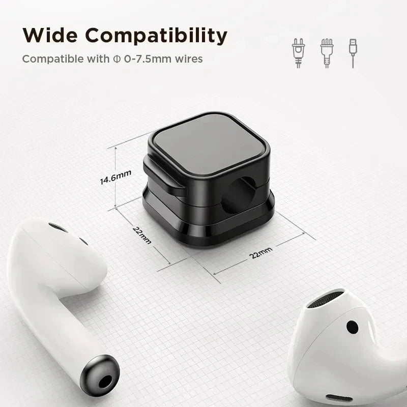 Magnetic Cable Clips — Adhesive Cord Organizer for Desk, Home & Office