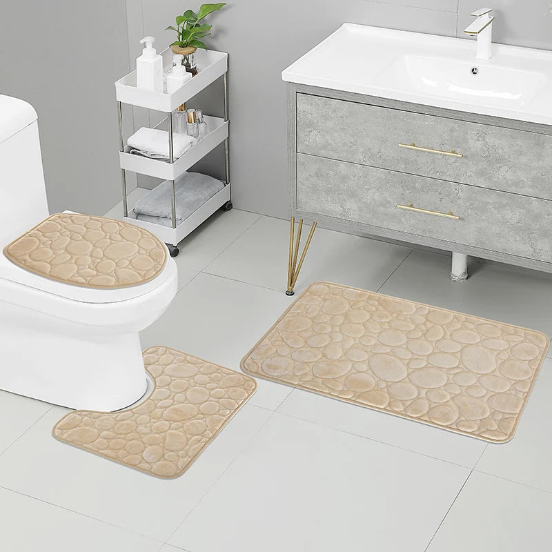 Microfiber Bathroom Mat Set — Non-Slip, Water-Absorbent (3 Pcs)