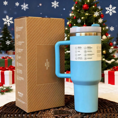 40oz Stainless Steel Insulated Travel Mug with Handle & Straw Lid