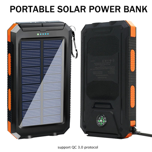 20,000mAh Solar Power Bank with LED Flashlight & Compass