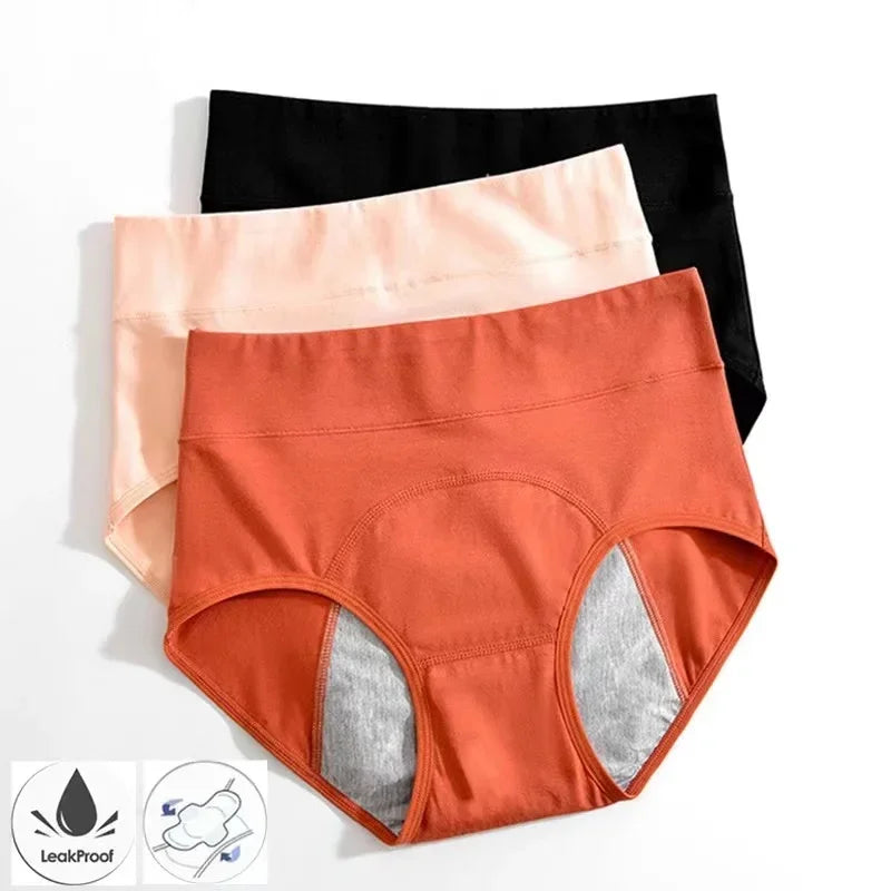 Cotton Menstrual Period Underwear – High Waist, Leak-Proof Briefs (M–XXL)
