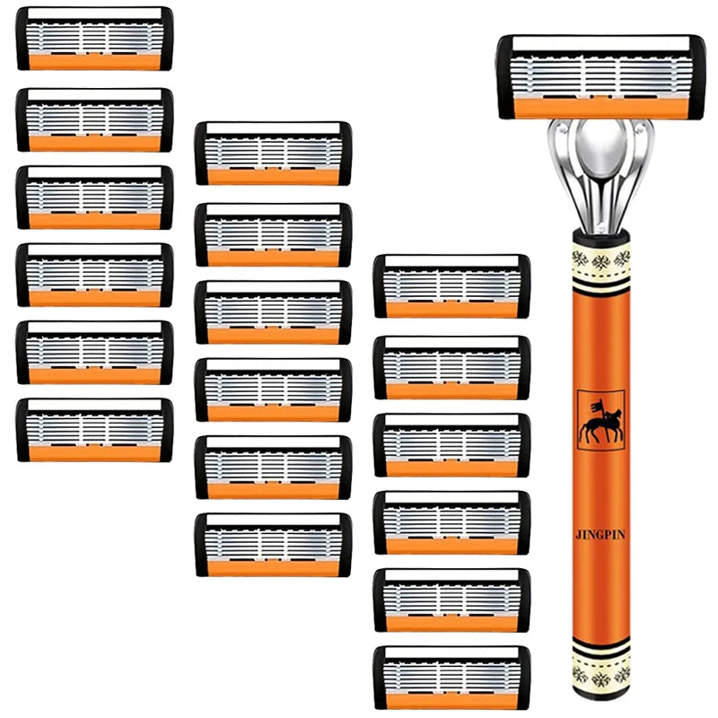 6-Layer Safety Razor Set with Stainless Steel Blades
