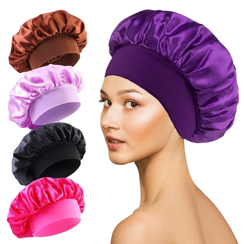 Satin Sleep Bonnet with Wide Elastic Band