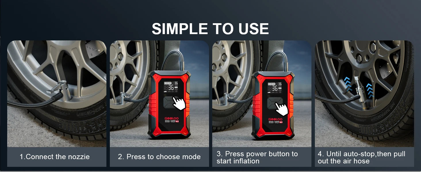 Jump Starter & Air Compressor — 3000A Peak, 12000mAh, 150PSI for Gas & Diesel Engines - Flexivo