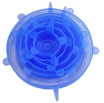 Silicone Food Cover Lids — Airtight, Reusable, Set of 6