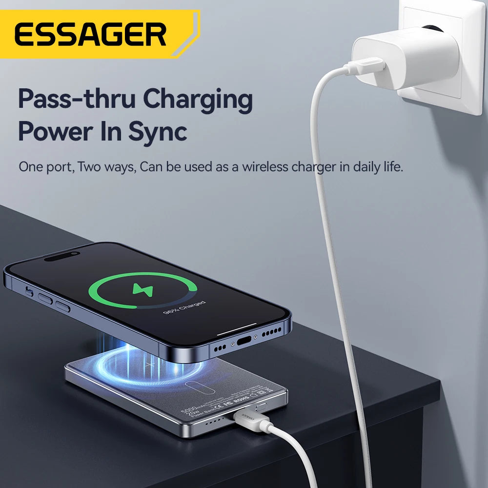 5000mAh Wireless Power Bank - Slim Design, 20W MagSafe Compatible Fast Charging - Flexivo