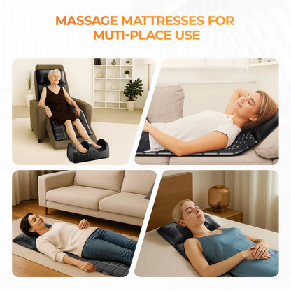 Full Body Massage Mat with Heat – 10 Vibrating Motors, 9 Intensity Levels & Foot Massager Option - Flexivo