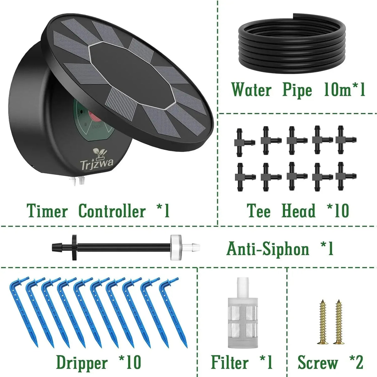 Solar Drip Irrigation Kit with Programmable Timer