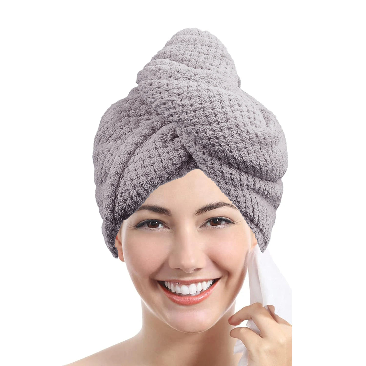 Textured Hair Towel Wrap with Button Fastening