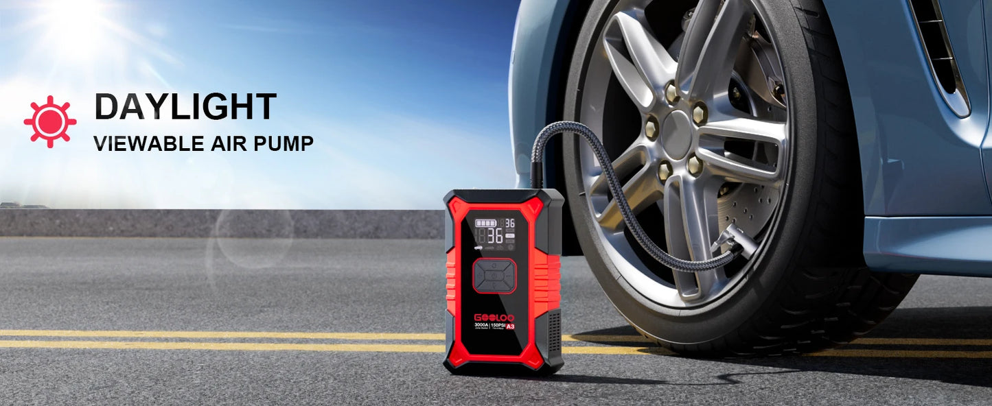 Jump Starter & Air Compressor — 3000A Peak, 12000mAh, 150PSI for Gas & Diesel Engines - Flexivo