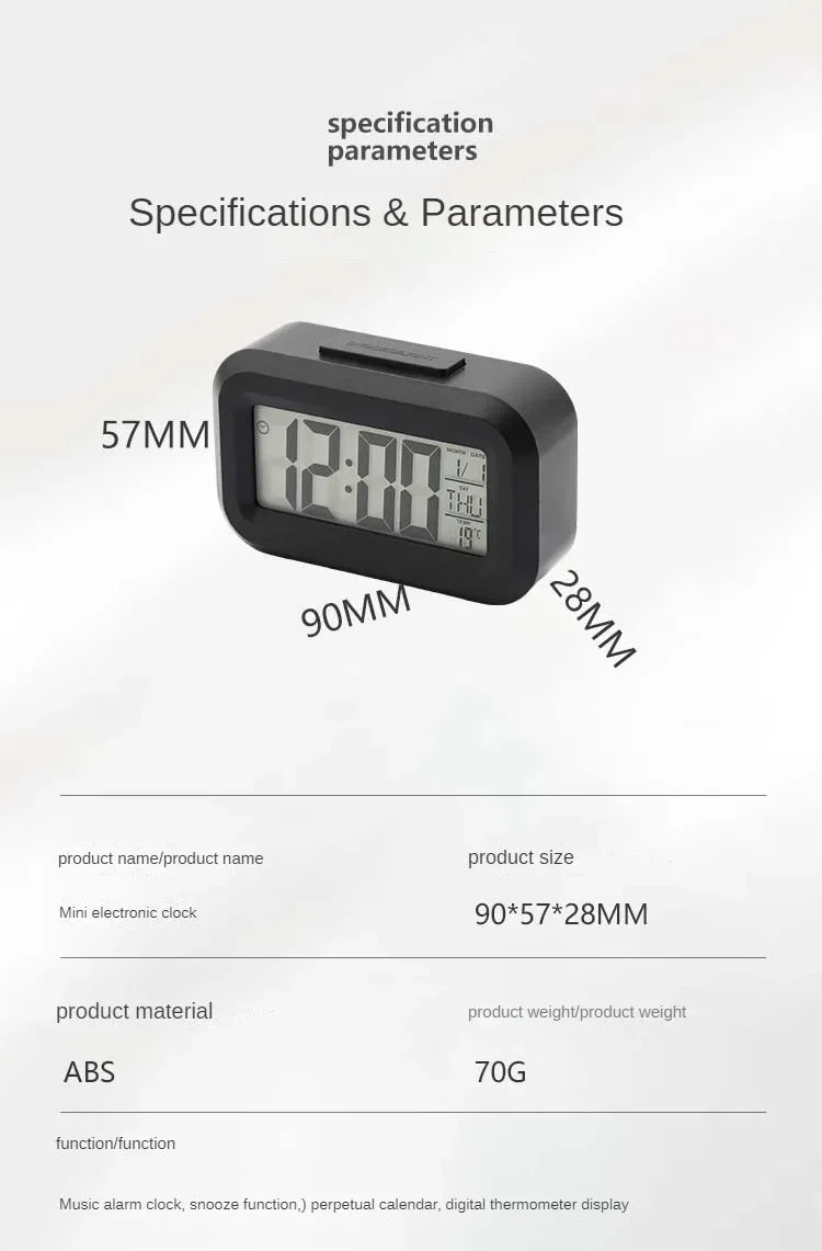 LED Digital Alarm Clock with Temperature & Date Display