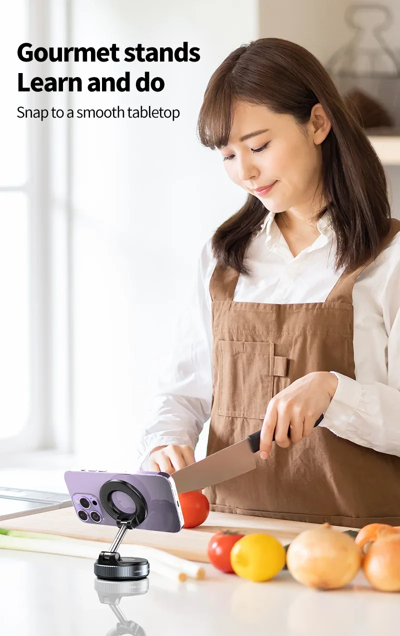 Magnetic Phone Holder — 360° Rotating Foldable Mount for Car, Gym & Kitchen - Flexivo