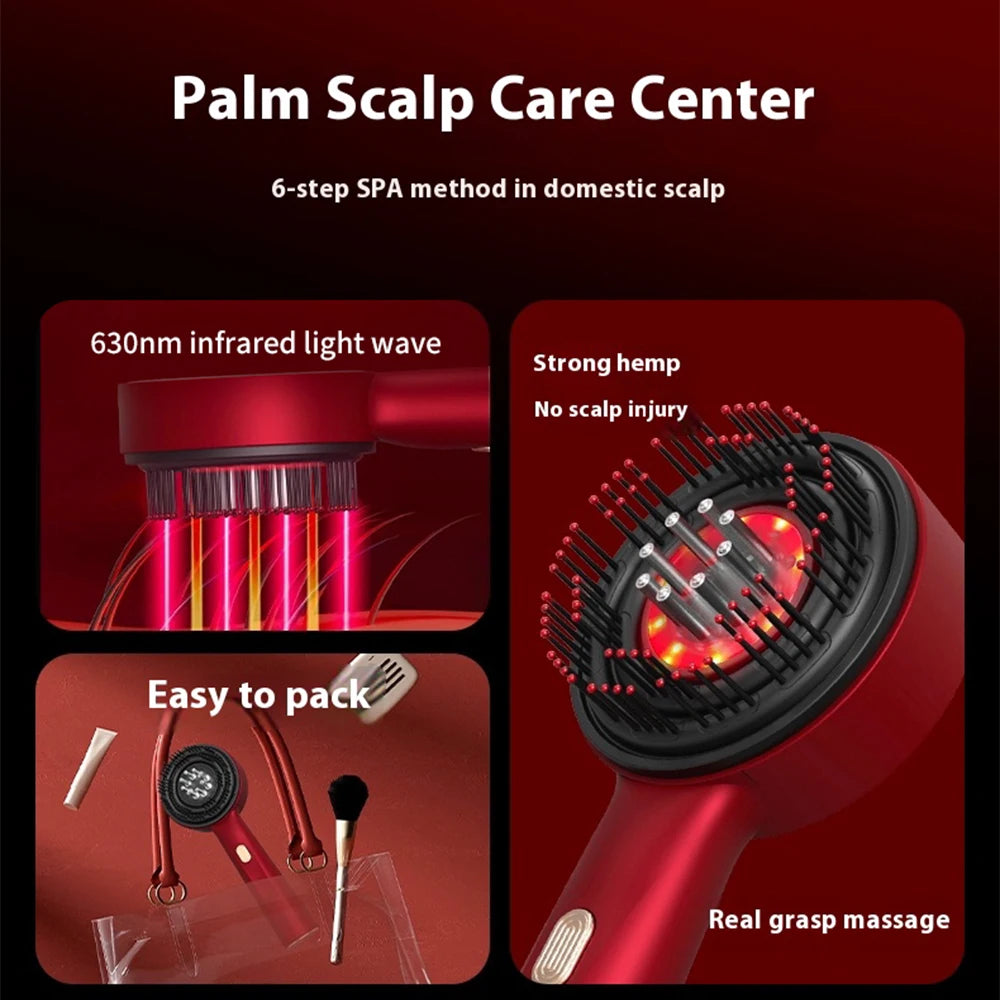 Electric Scalp Massager with Red Light Therapy, Vibration & Hair Growth Serum Applicator - Flexivo