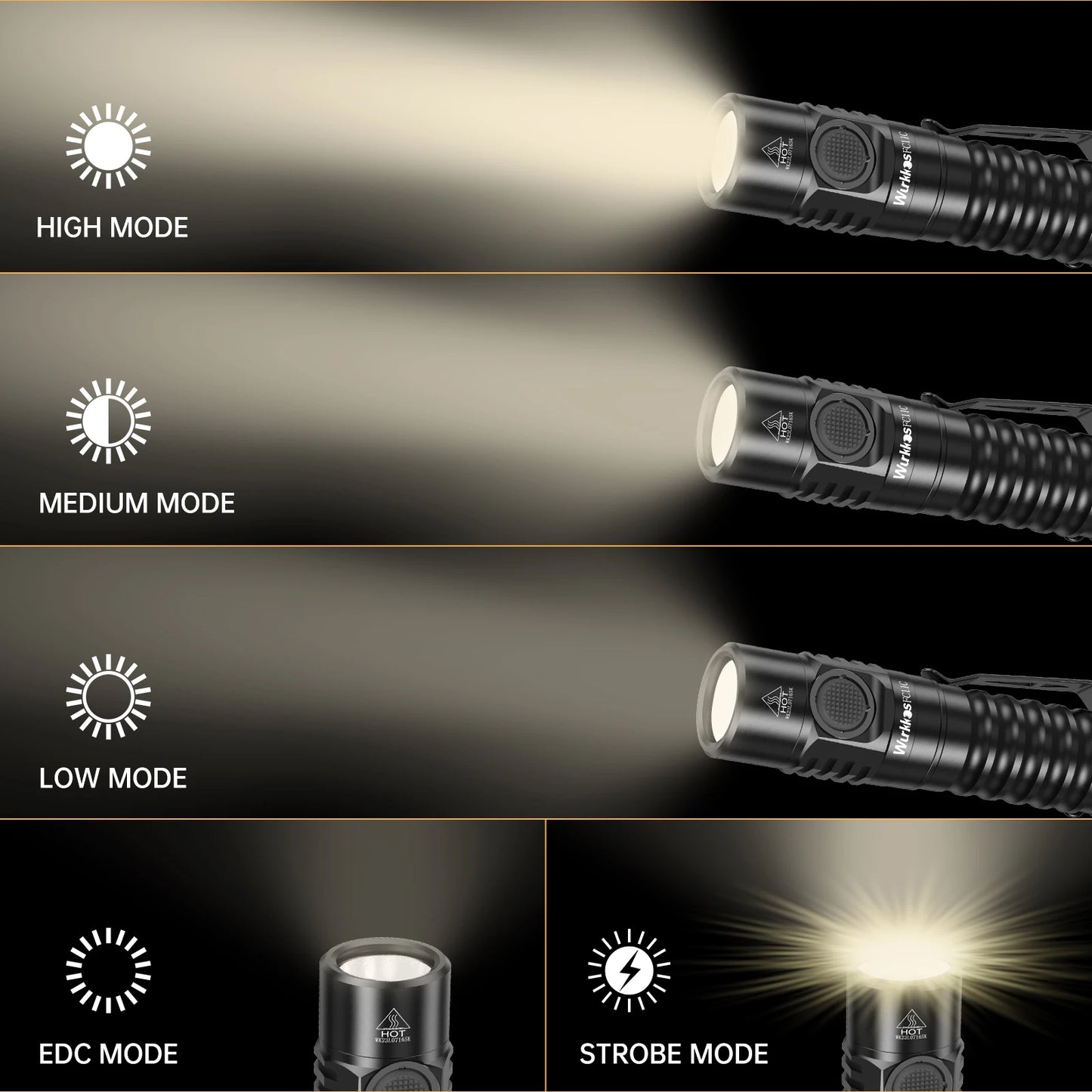 Wurkkos FC11C 519A EDC Flashlight — USB-C Rechargeable, IP68, Magnetic Tail