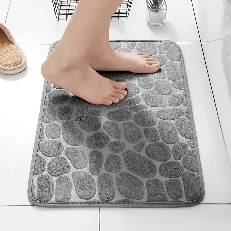 Memory Foam Pebble Embossed Bath Mat — Anti-Slip, Soft & Easy to Clean