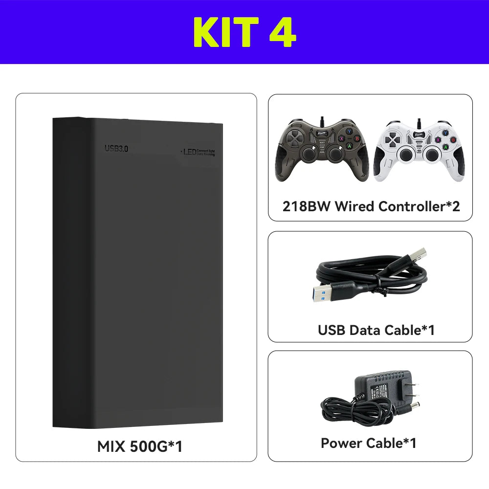 Retro Gaming External Hard Drive — 500GB, 38,000+ Games, 50+ Emulators (PS3/PS2/Switch/Xbox/Wii) - Flexivo
