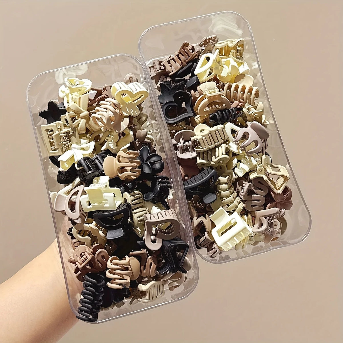 Mini Claw Hair Clips, Assorted Neutral Colors