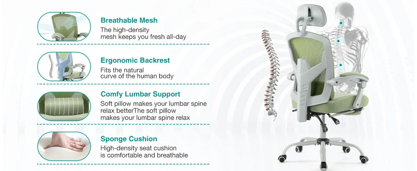 Ergonomic High-Back Mesh Office Chair with Lumbar Support