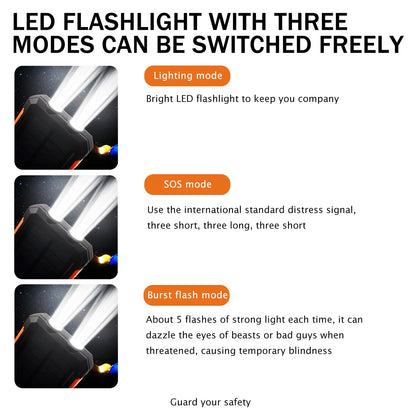 20000mAh Solar Power Bank - Waterproof Portable Charger with Dual USB Ports & LED Flashlight