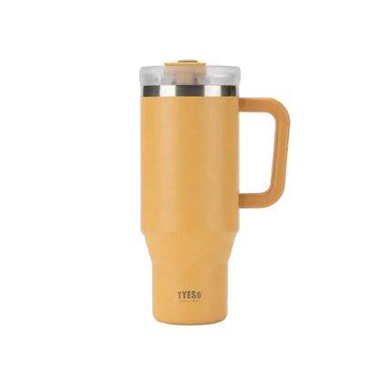 TYESO Vacuum Insulated Travel Mug with Handle & Straw - 900ml & 1200ml