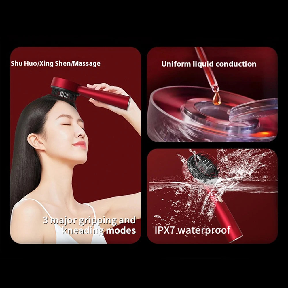 Electric Scalp Massager with Red Light Therapy, Vibration & Hair Growth Serum Applicator - Flexivo