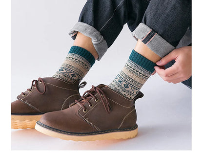 Men's Patterned Winter Crew Socks, 5 Pairs
