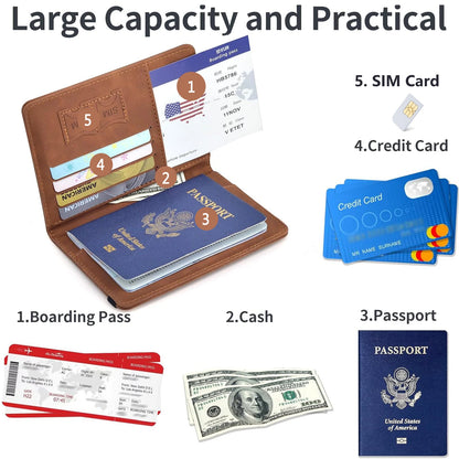 PU Leather Passport Wallet with Card Slots