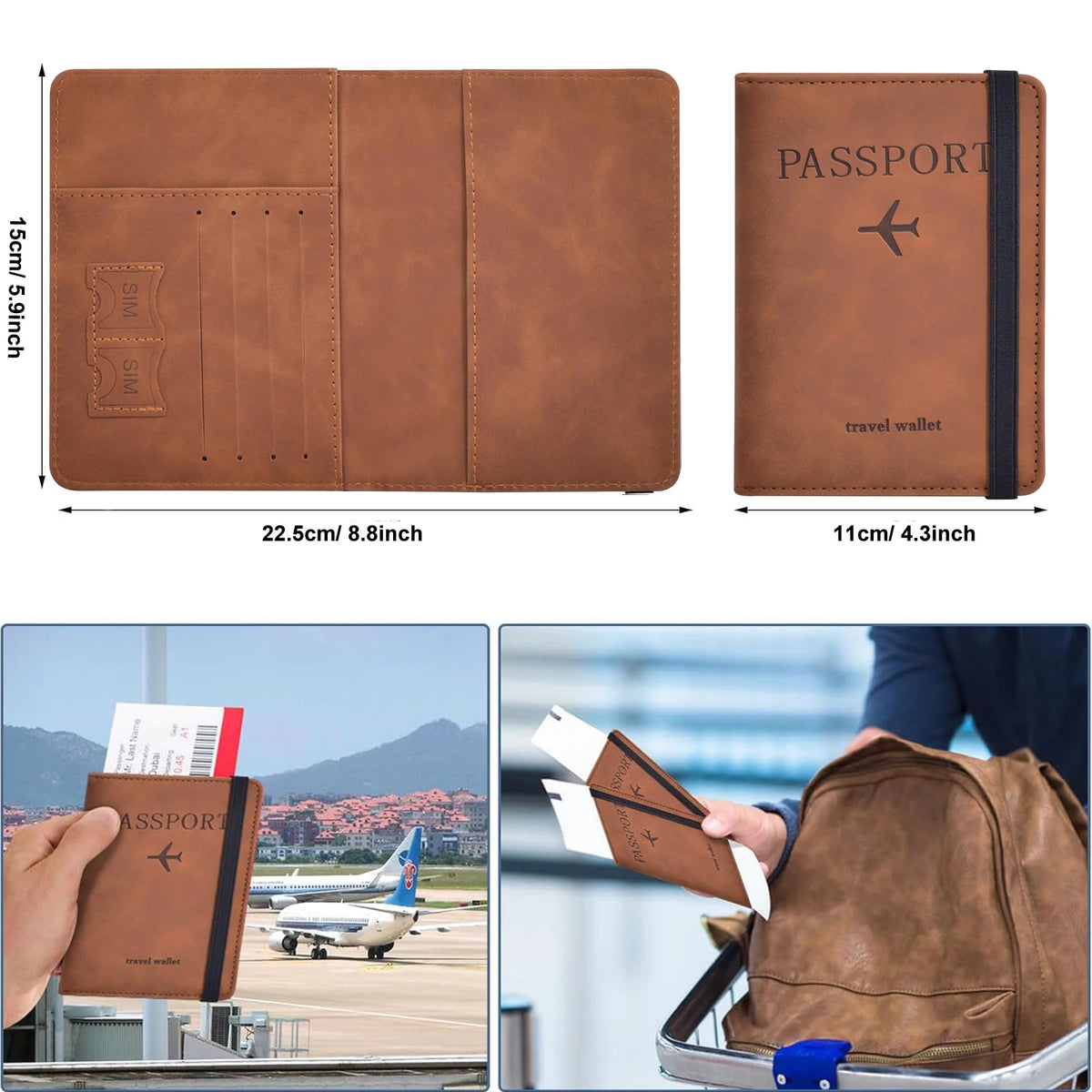 PU Leather Passport Wallet with Card Slots