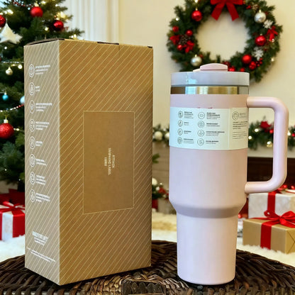 40oz Stainless Steel Insulated Travel Mug with Handle & Straw Lid