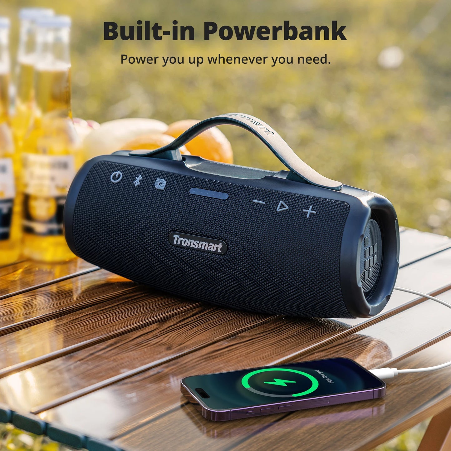 Tronsmart Mirtune S100 Bluetooth Speaker - 50W Portable Wireless Speaker with IPX7 Waterproof, Powerbank & App Control