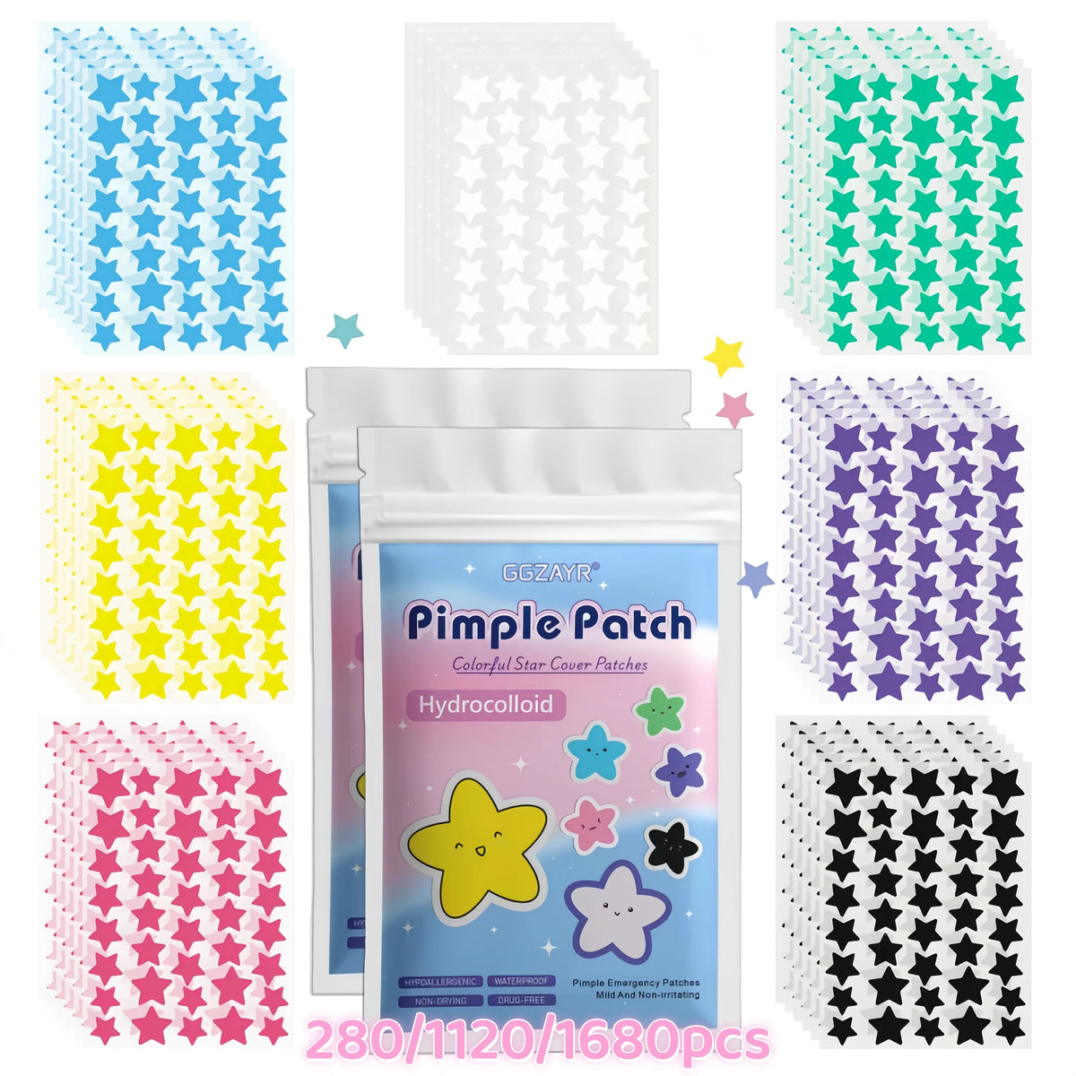 Seven-Color Star Hydrocolloid Pimple Patches