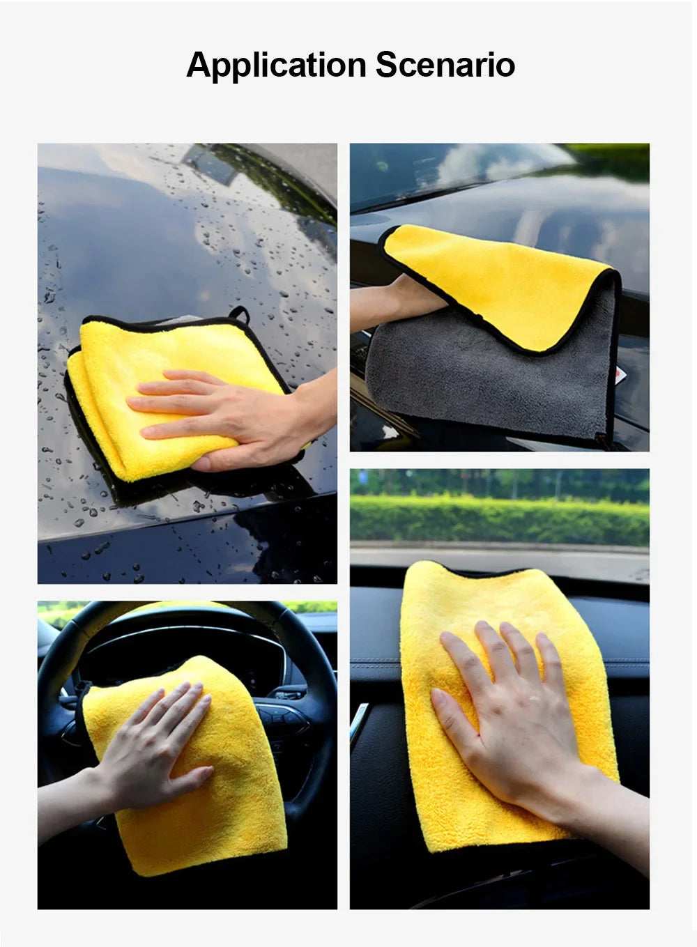 Premium Microfiber Car Wash Towels - Ultra Absorbent Cleaning Cloths (10-Pack, 30x60cm)