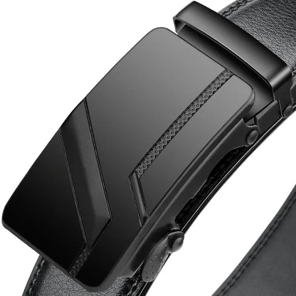 Men's Black PU Belt with Automatic Buckle