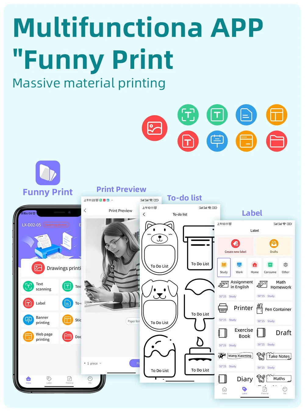 Mini Bluetooth Label Printer – 57mm Thermal, 1200mAh, No Ink Needed
