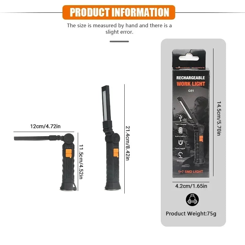 USB Rechargeable Magnetic LED Work Light